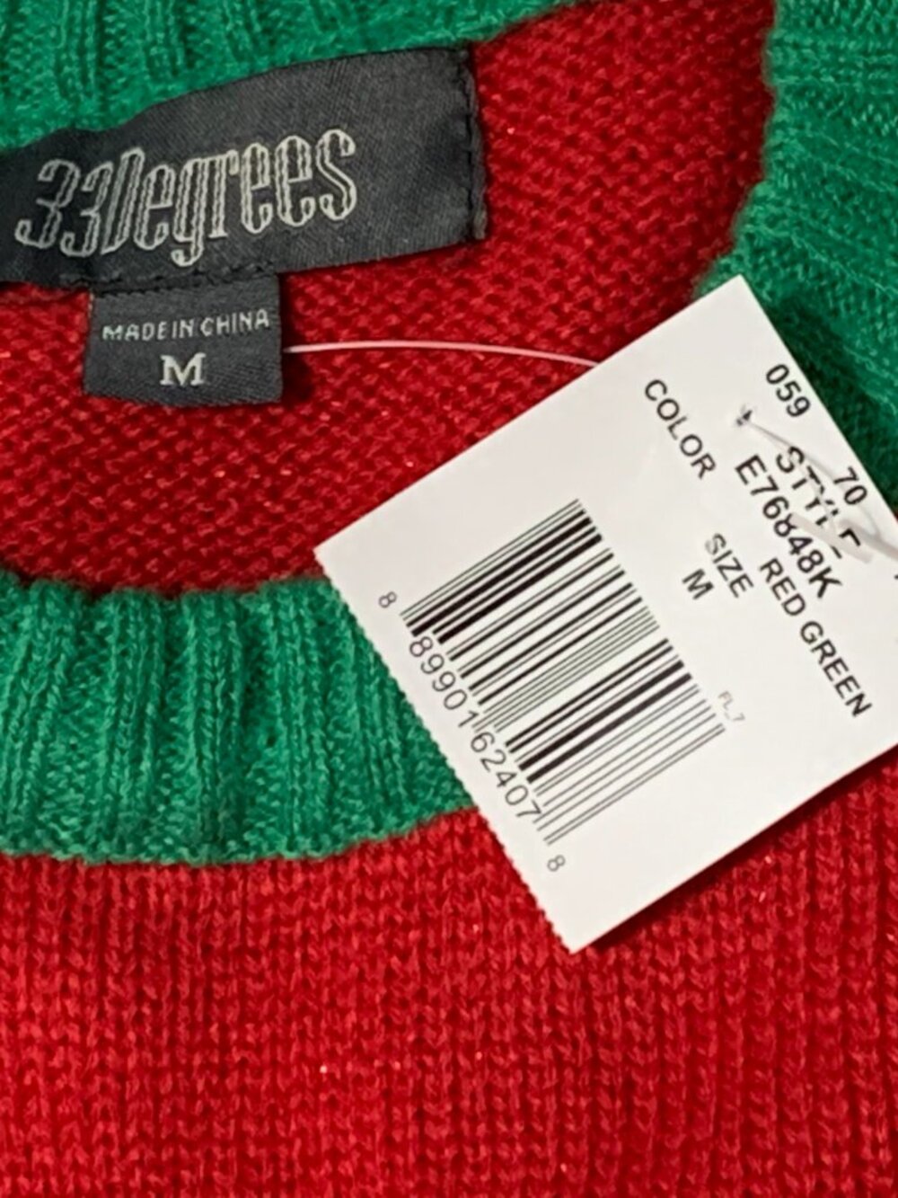 Ugly Christmas Sweater Fuzzy Tree Sleeves Bell Pompoms Green Red MENS Womens M - Picture 4 of 4